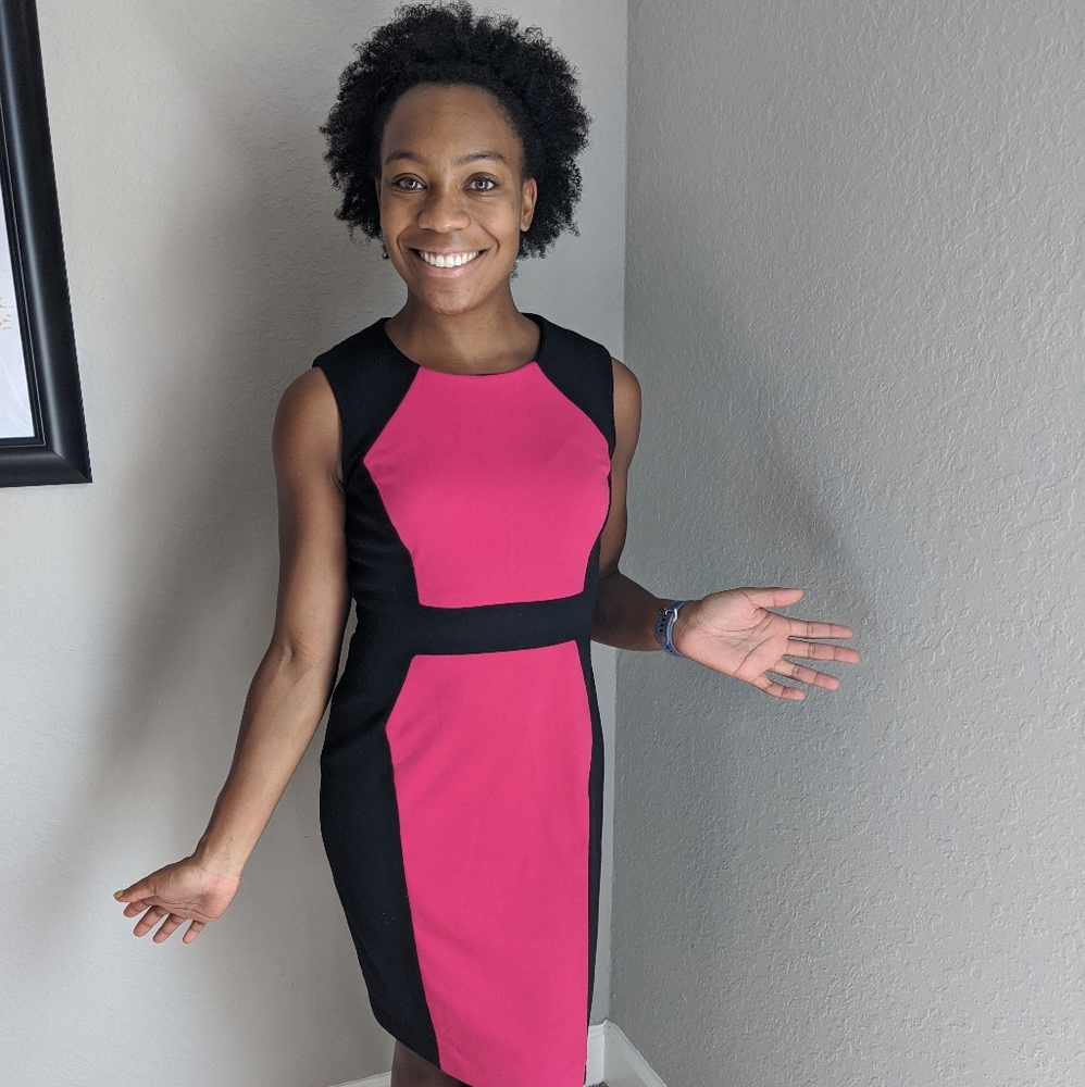 Pink and Black Sheath Dress